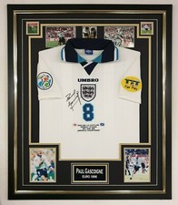 ** MAGLIA EURO 96 INCORNICIATA Paul Gascoigne Inghilterra firmata autografata *