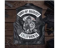 Gilet uomo Sons of Anarchy biker SOA moto club gilet vera pelle
