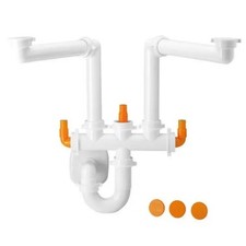 SIFONE 2 VIE SENZA PILETTA PER LAVELLO A 2 VASCHE ACCIAIO/CERAMICA 11/2ø40/50...