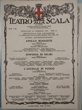 Locandina Teatro alla Scala 25/02/1976 Stravinskij APOLLO MUSAGETE P. L. Urbini