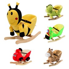 HOMCOM - Cavallo a Dondolo in Legno per Bambini con Suoni 60 x 33 x 45cm