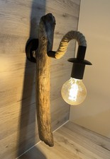 Lampada Da Parete Legno Corda