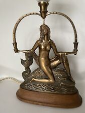 Art Decò Bronzo Nudo Delfino