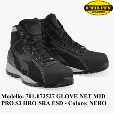 SCARPA ANTINFORTUNISTICA DIADORA GLOVE NET MID PRO S3 HRO SRA ESD  NERO 173527