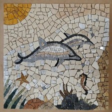 INGROSSO! Rosone DELFINI MARE PESCI Mosaico Marmo 60cm. Altri modelli in negozio