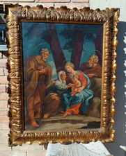Antico dipinto olio su tela - Sacra Famiglia -Scuola italiana XVIII SECOLO