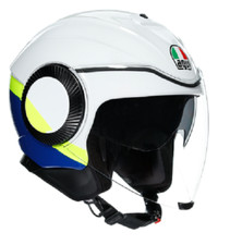 Casco jet scooter moto Agv Orbyt Block white blu yellow helmet casque