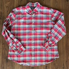 Polo Ralph Lauren Mens XL TG Long Sleeve Button Down Shirt Cotton Red Plaid