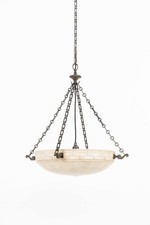 Lampadario a sospensione XL antico intagliato a mano chiave greca alabastro plafonnier