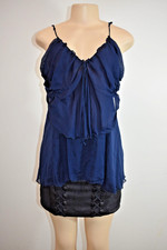 Paola Frani Top in chiffon blu Taglia S/M US In vendita sf
