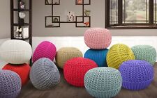 Pouf poggiapiedi grande lavorato a maglia intrecciato fatto a mano 100% cotone tondo sfera ottomano