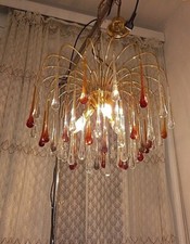 Lampadario murano ottone gocce