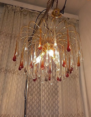 Lampadario murano ottone gocce