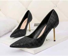 Decolte scarpe donna nero oro lucido 8 cm eleganti pelle sintetica 92362