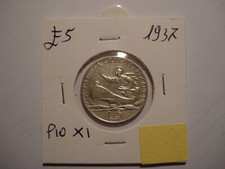 CITTA' DEL VATICANO LIRE 5 1937 PIO XI   ARGENTO  @ENTRA@