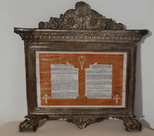 Cartagloria in lamierino su legno con preghiere latino-Antico-Vintage-WORLD