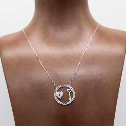 Cuore chiave arcobaleno con - arcobaleno,