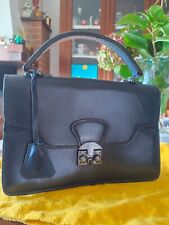 SADDLERS UNION Borsetta vintage, rigida, nera in pelle, piccola,mano e tracolla 