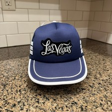 Cappello berretto camionista mohr's 3 righe Las Vegas snapback bianco navy