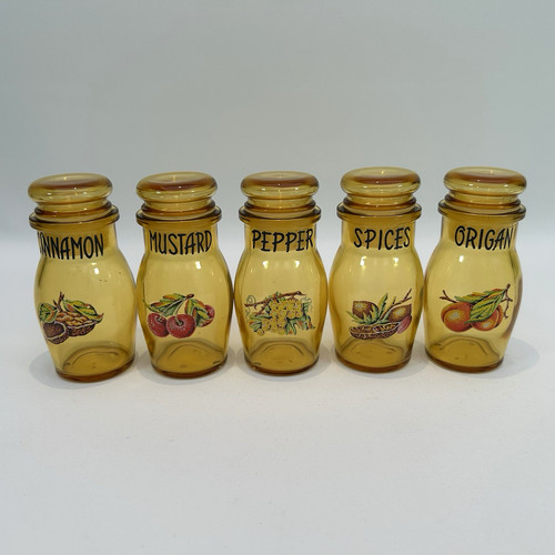 Vintage amber glass spice - glass,