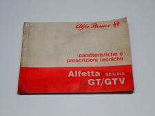 ALFA ROMEO ALFETTA BERLINA GT/GTV CARATTERISTICHE E PRESCRIZIONI TECNICHE 1981