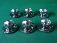 SERVIZIO VINTAGE 6 TAZZINE + PIATTINI CAFFÈ STELLA SAN FRANCISCO INOX 18/10. DF8