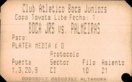 Biglietto stadio boca - stadio, vs