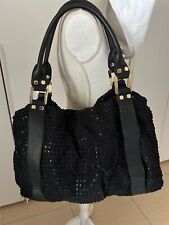 POLLINI - BORSA A SPALLA - PELLE E TESSUTO - NERA - USATA COME NUOVA