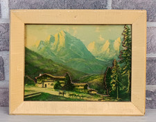 QUADRETTO IN LEGNO - MONTAGNA - ALPI - IN RILIEVO - VINTAGE 23X18,5 CM