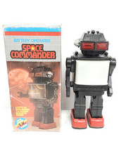 VINTAGE SPACE COMMANDER TV SCREEN ROBOT ANNI 70 HONG KONG - giocattolo funzionante SCATOLA 