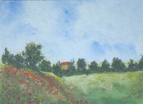 Acquerello dipinto paesaggio - acquerello,