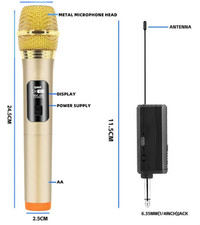 MICROFONO PROFESSIONALE WIRELESS SENZA FILI DINAMICO CON BATTERIA KARAOKE FESTE