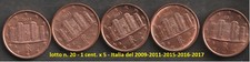 Italia 1 centesimo di euro x 5 del 2009-2011-2015-2016-2017 (lotto 20)