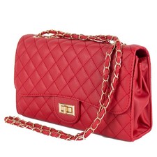 Borsa tracolla rossa trapuntata borsetta catena elegante donna ragazza passeggio