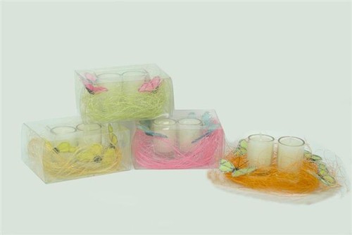 Coppia candele vetro decoro - in,