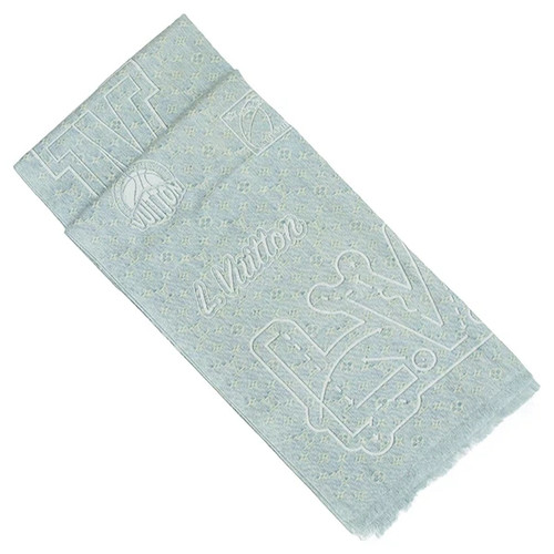 Scialle patch denim monogramma