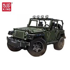 Mould King Telecomando RC Jeep Wrangler Soft Top Modello Verde Motorizzato 2202pz