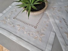 completo centrini ricamati a mano in misto lino 6 pezzi