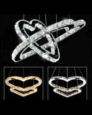 Lampadario led doppio cuore in cristallo 85w tripla luce lampada moderna sospeso