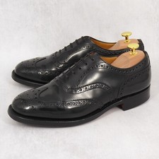 UK 7 G - Church's Burwood Black Polished Binder Oxford Brogue Shoes Churchs