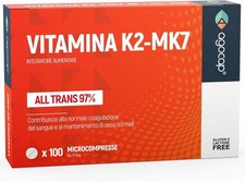 Vitamina K2 MK7 - ALTO DOSAGGIO. 200mg Normale Coagulazione del Sangue 100 CPS