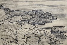 Paesaggio Costiero Roccioso Settembre 1963 Disegno A Matita