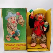 Mona monkey Maracas clockwork tinWind-up toy VINTAGE MECHANICAL