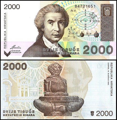 Croazia 000 dinara - 2.000, 1992