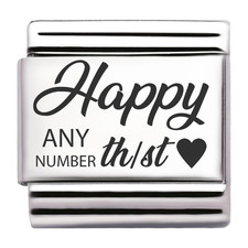 Charm Compleanno Numero Personalizzato Adatto Bracciale Elasticizzato Italiano 9mm