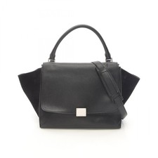 Borsa a mano CELINE Trapezio media tracolla 169543 pelle scamosciata nera usata donna
