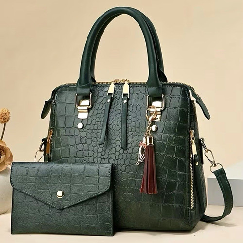 Borsa donna con manici verde
