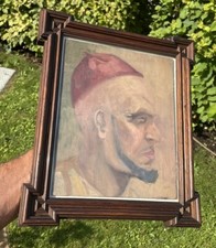 Scuola francese XIX secolo, ritratto gentiluomo orientale incorniciato a Fez