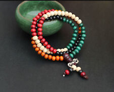 Collana MALA TIBETANO Bracciale Legno Buddha Preghiera Multicolore 6mm unisex
