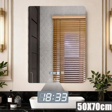Specchio bagno led bagno specchio parete con illuminazione touch orologio 50x70cm